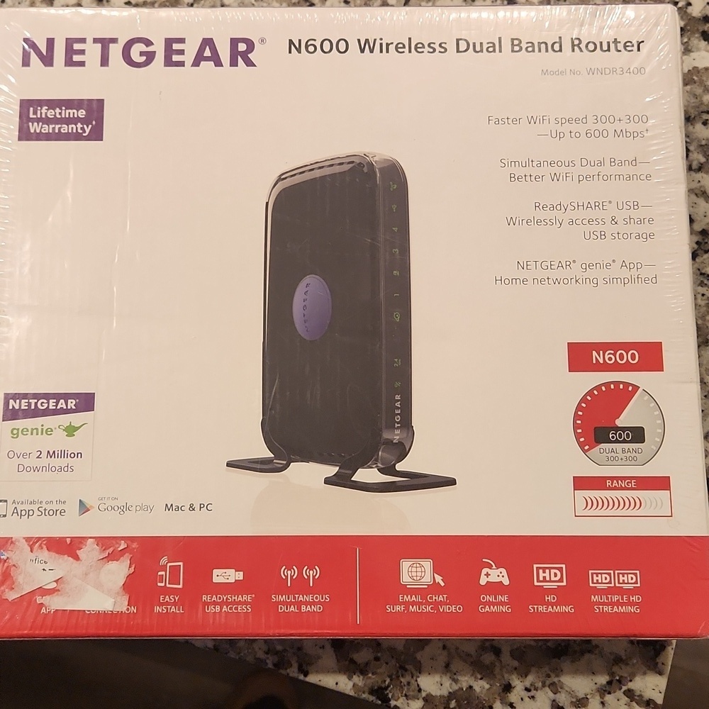Netgear N600 Dual Band Router with Black and Purple Accents
